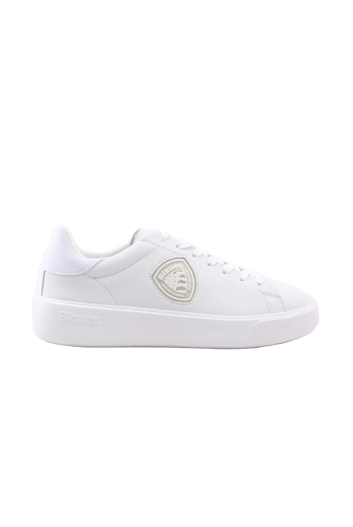 Scarpe Sneaker in pelle con scudetto Buck01 total white
