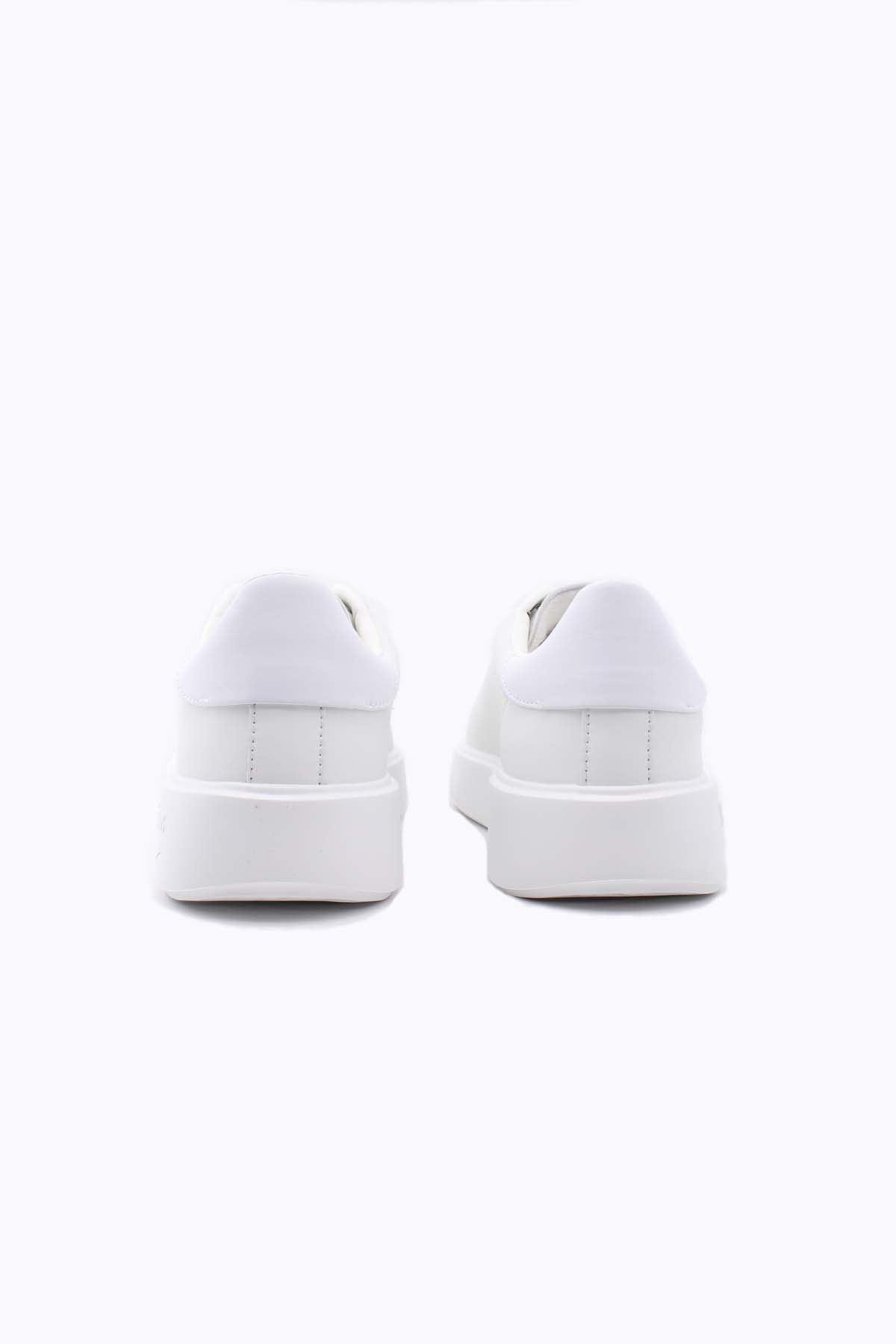 Scarpe Sneaker in pelle con scudetto Buck01 total white