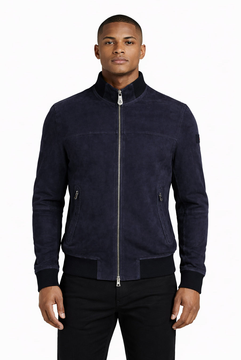 Giubbotto Uomo Sands in Suede Collo Alto Zip Argento