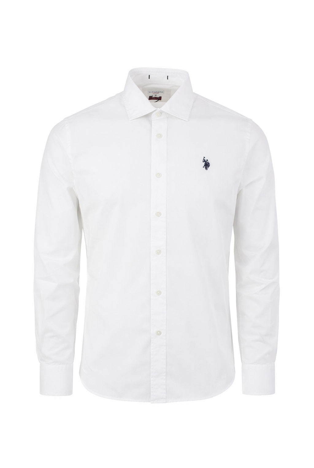 Camicia uomo cotone stretch con logo slim fit