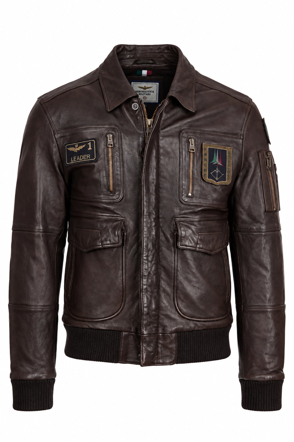 Giubbotto in pelle con patch