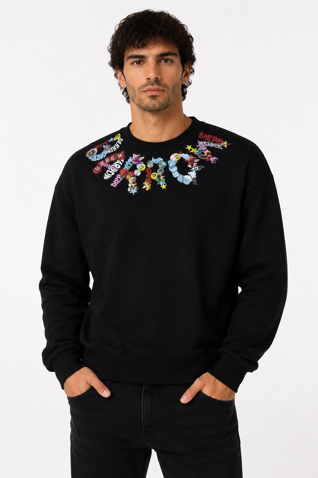 Felpa girocollo unisex con Logo lettering multicolor sul Collo