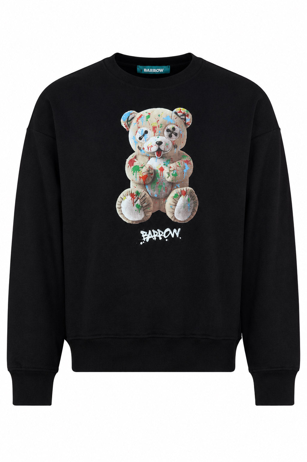 Felpa girocollo unisex con orsetto e lettering Barrow