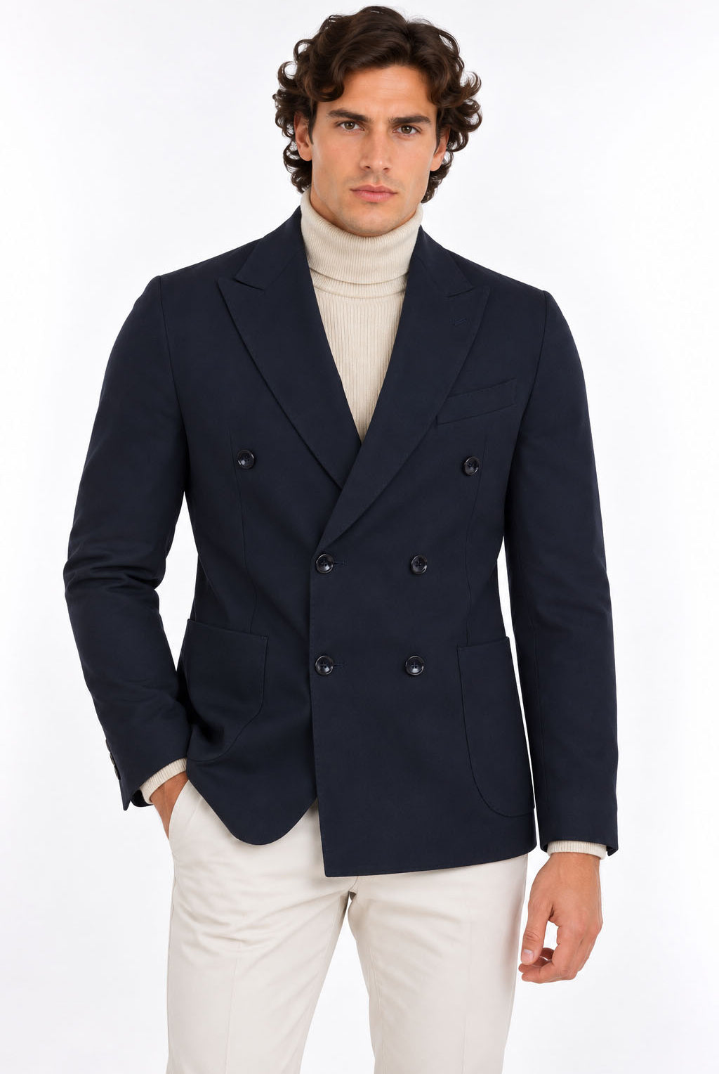 Giacca Blazer Uomo Doppiopetto in Jersey Tecnico Stretch