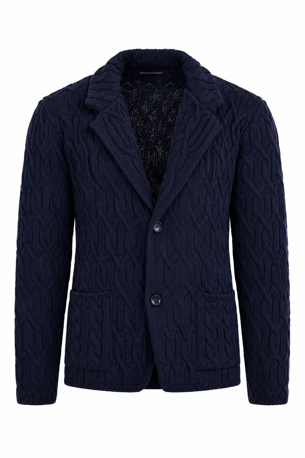 Giacca Uomo in Maglia a Trecce con Revers e Bottoni