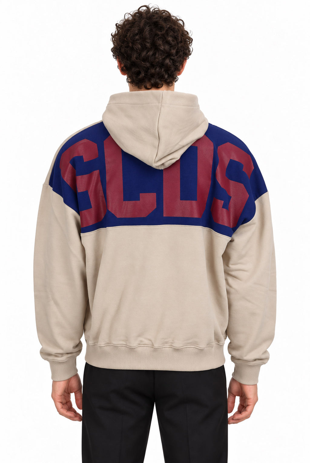 Felpa hoodie con cappuccio e banda logata posteriore