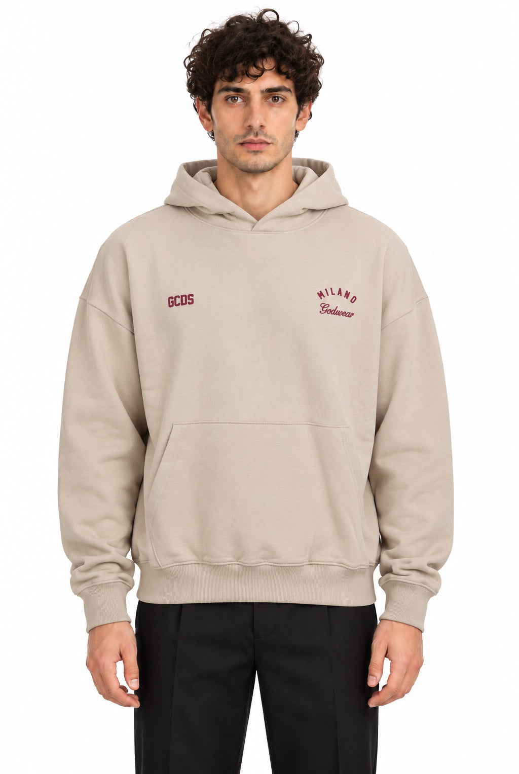 Felpa hoodie con cappuccio e banda logata posteriore