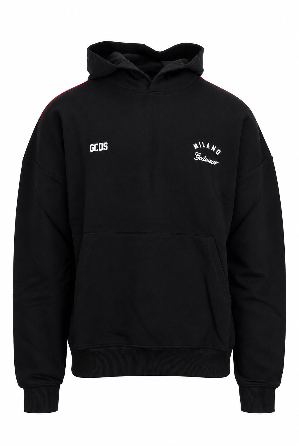 Felpa hoodie con cappuccio e banda logata posteriore