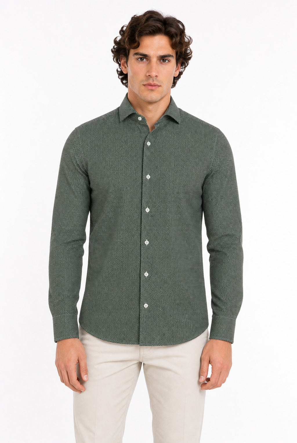 Camicia Uomo in Tessuto Tecnico Microfantasia