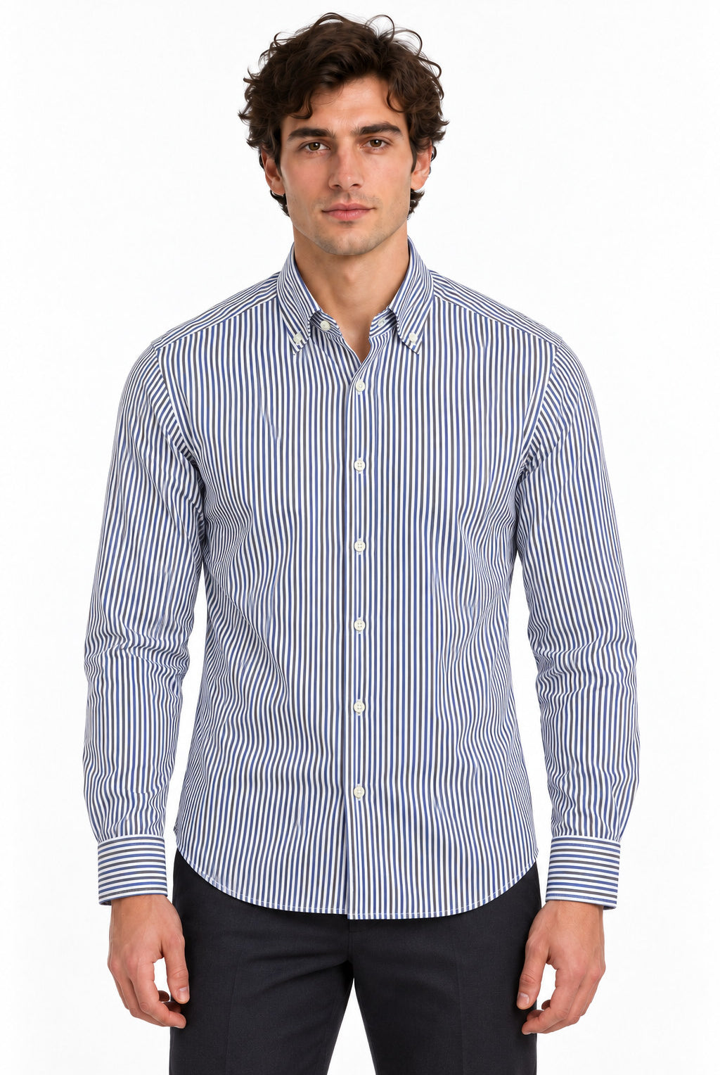 Camicia Uomo in Cotone a Righe Multicolor Button Down
