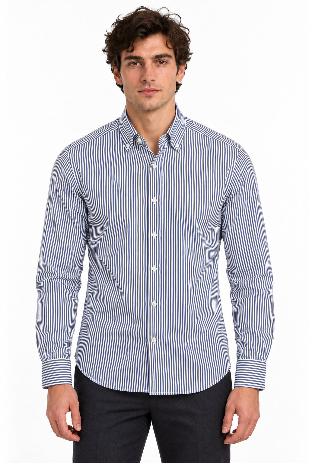 Camicia Uomo in Cotone a Righe Multicolor Button Down