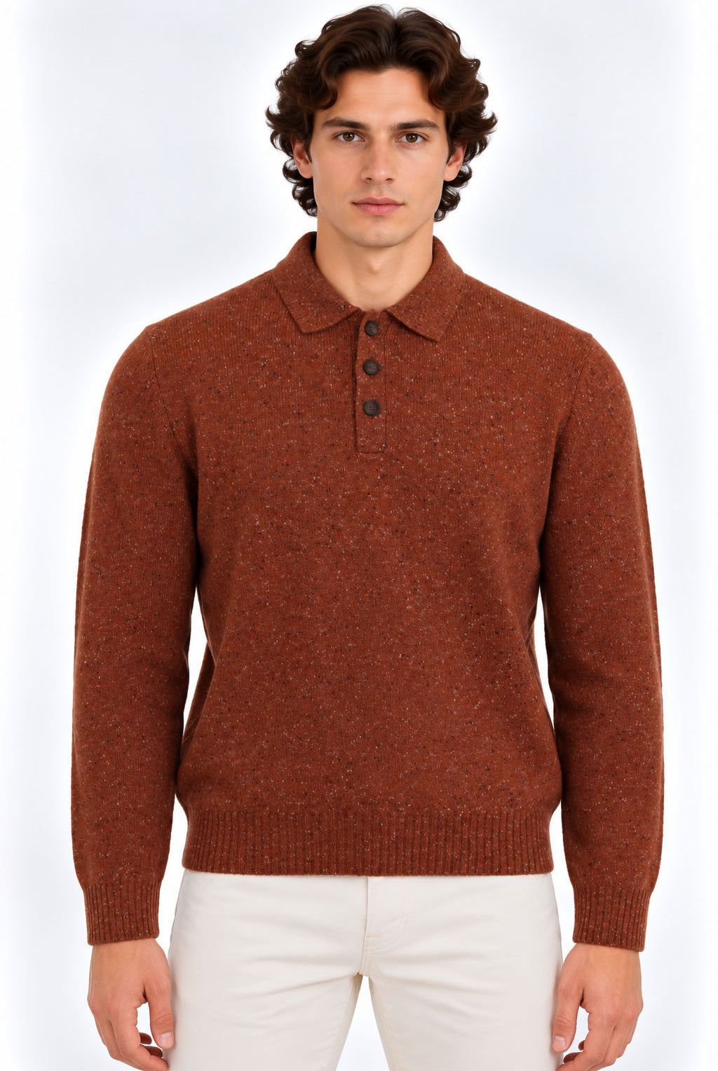 Polo Uomo in Lana e Cashmere con Filato Donegal