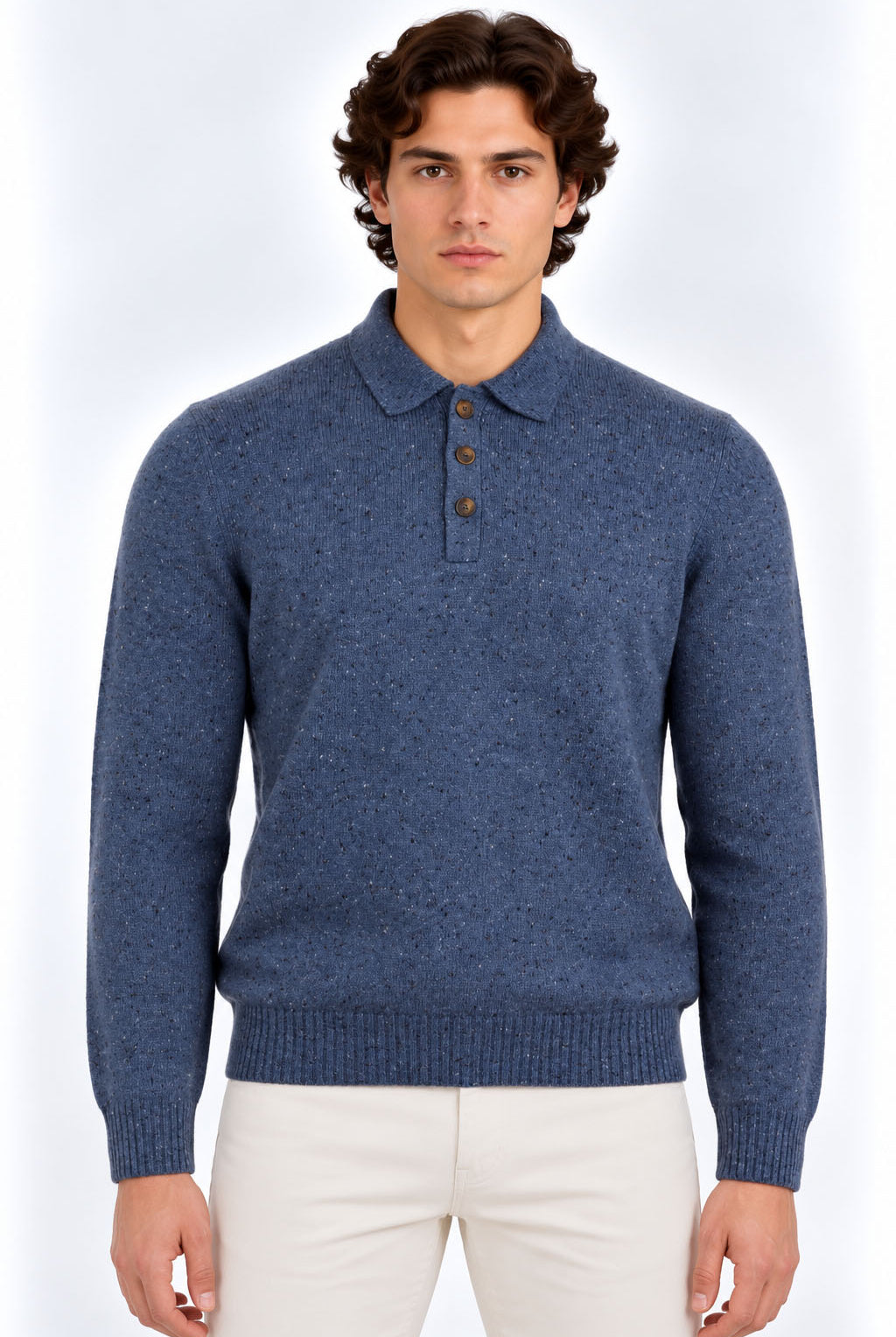 Polo Uomo in Lana e Cashmere con Filato Donegal