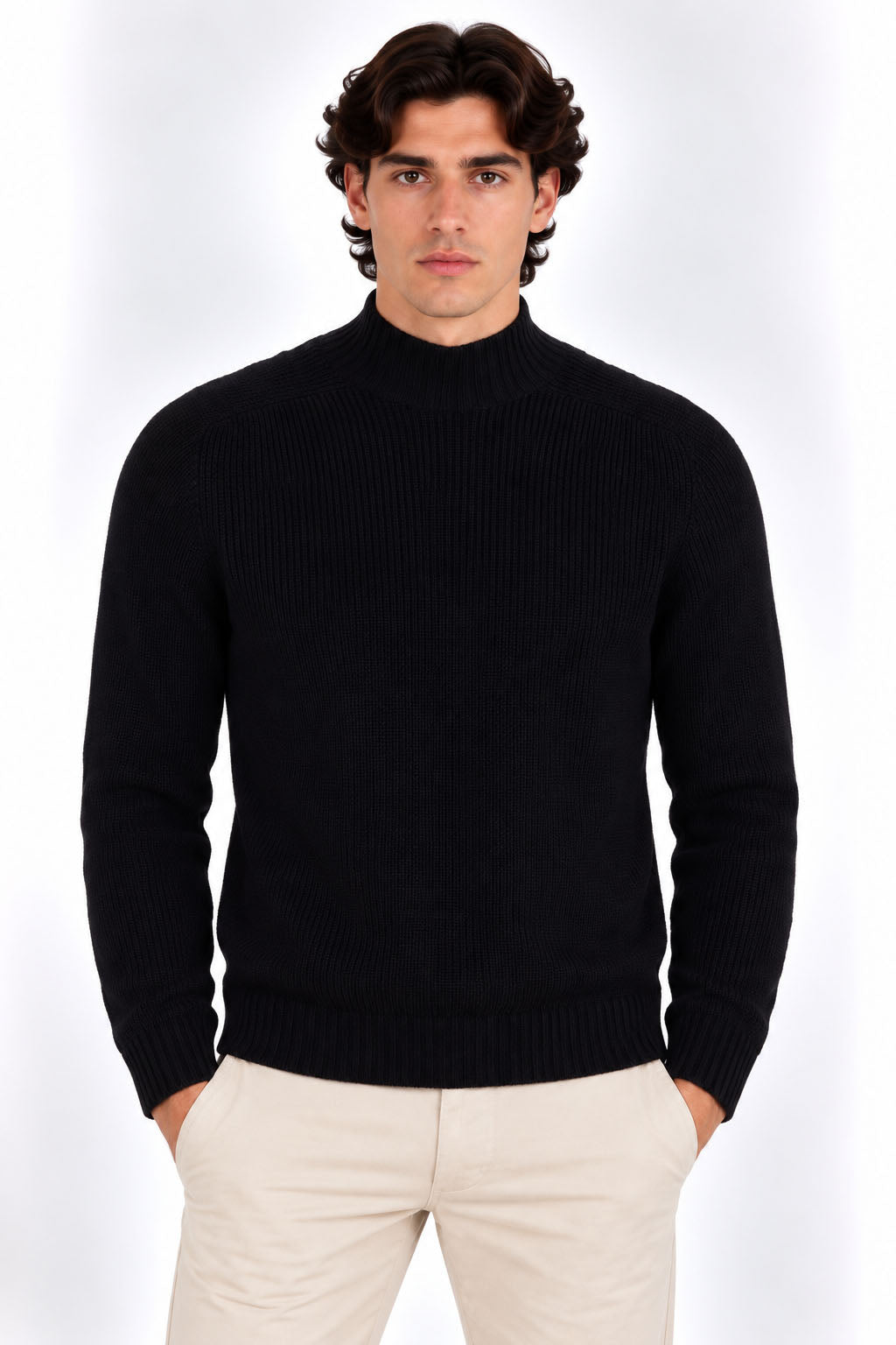 Maglia Uomo Collo Lupetto in Lana a Maglia Inglese