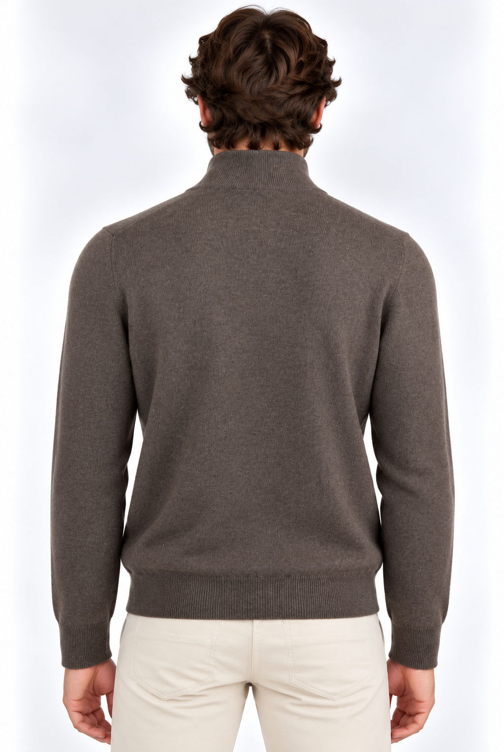 Maglia Uomo Lupetto con Zip Nascosta in Lana e Cashmere