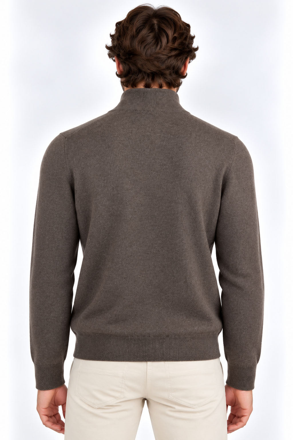 Maglia Uomo Lupetto con Zip Nascosta in Lana e Cashmere