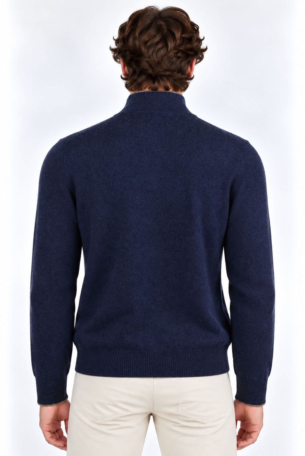 Maglia Uomo Lupetto con Zip Nascosta in Lana e Cashmere