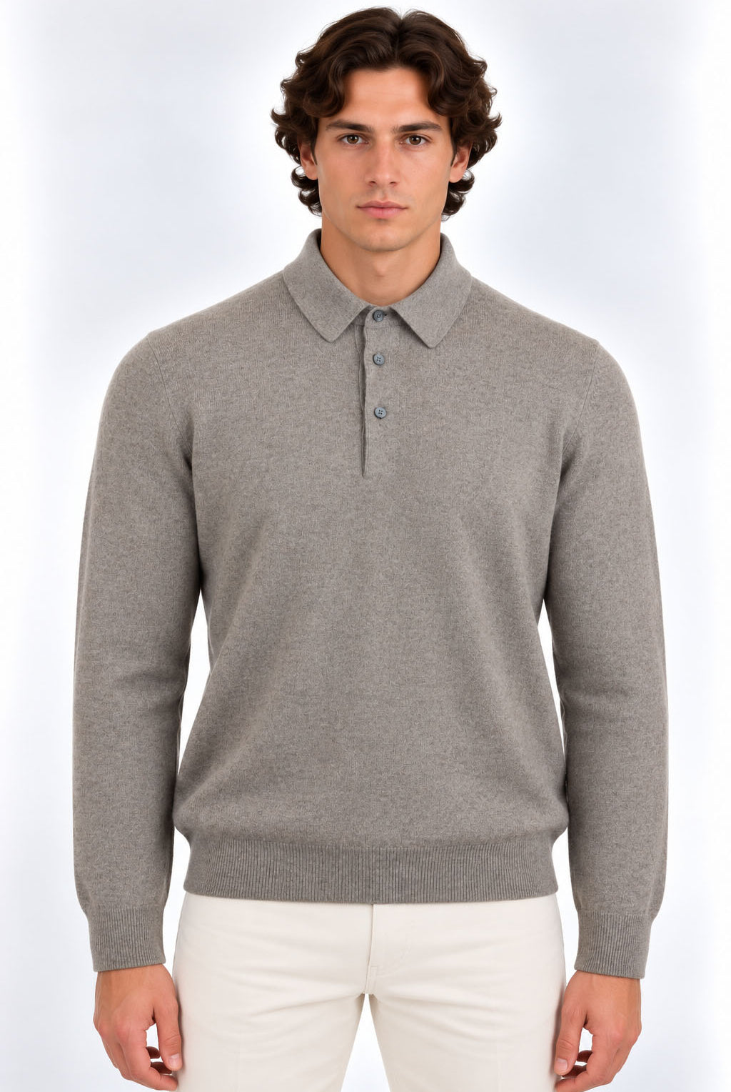 Polo Uomo a Manica Lunga in Lana e Cashmere