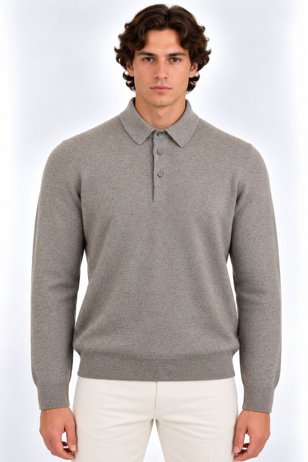 Polo Uomo a Manica Lunga in Lana e Cashmere