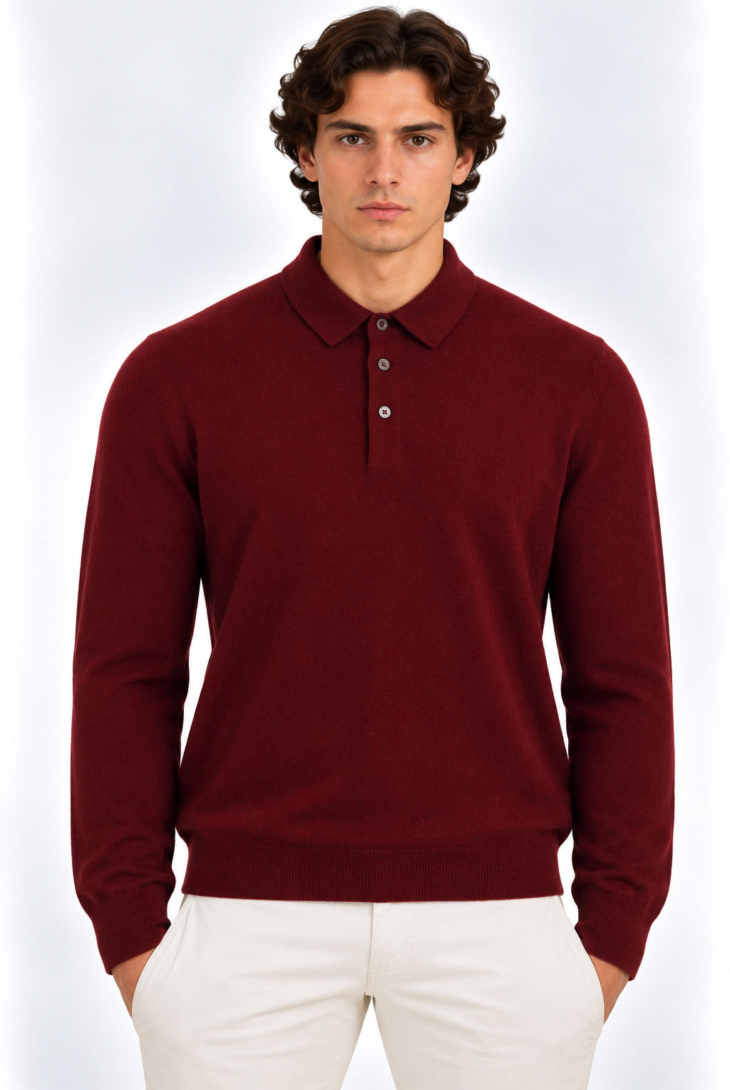 Polo Uomo a Manica Lunga in Lana e Cashmere