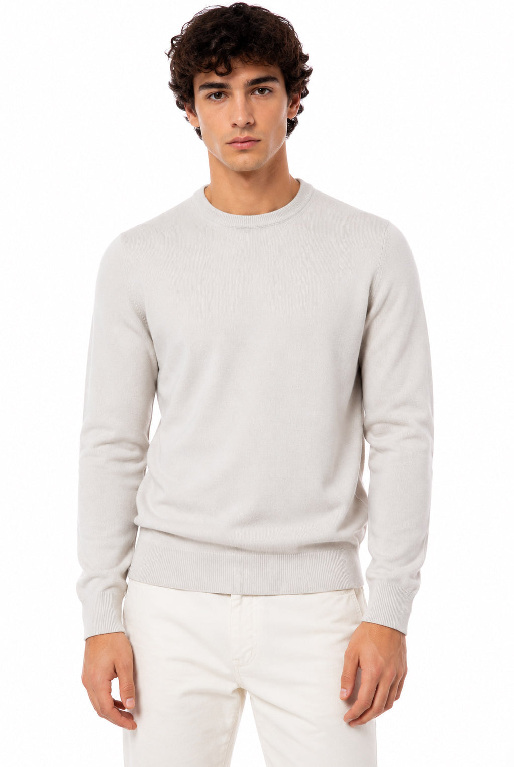 Maglia girocollo in lana e cachemire