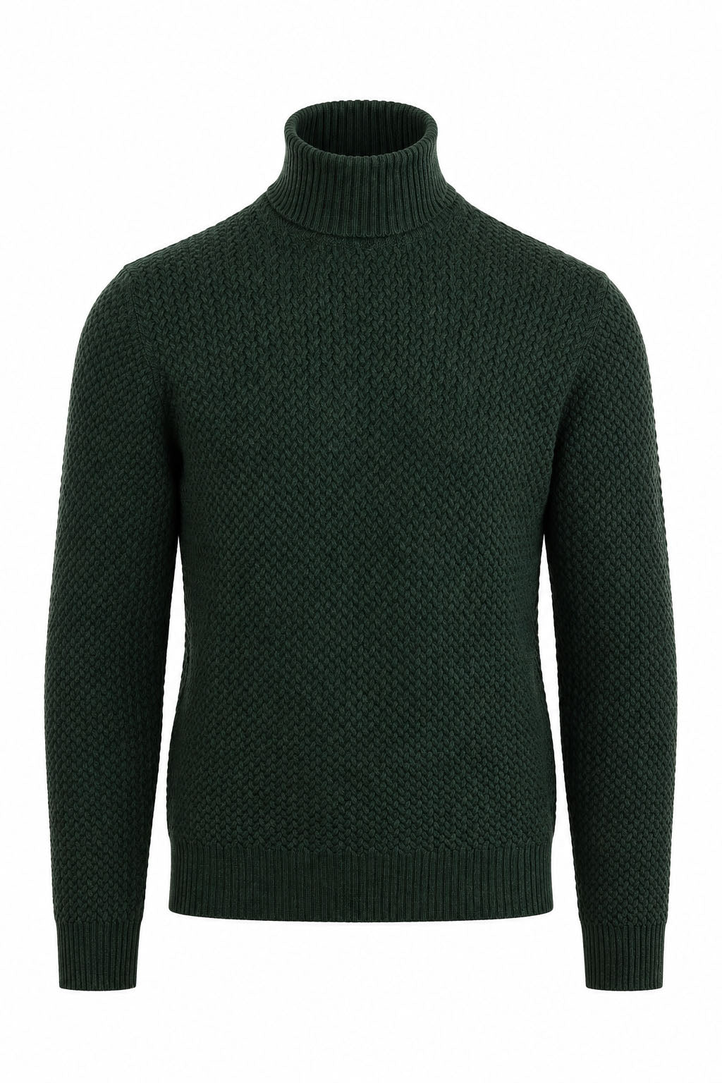 Maglia Dolcevita Uomo in Lana Merinos Extrafine a Microtrecce