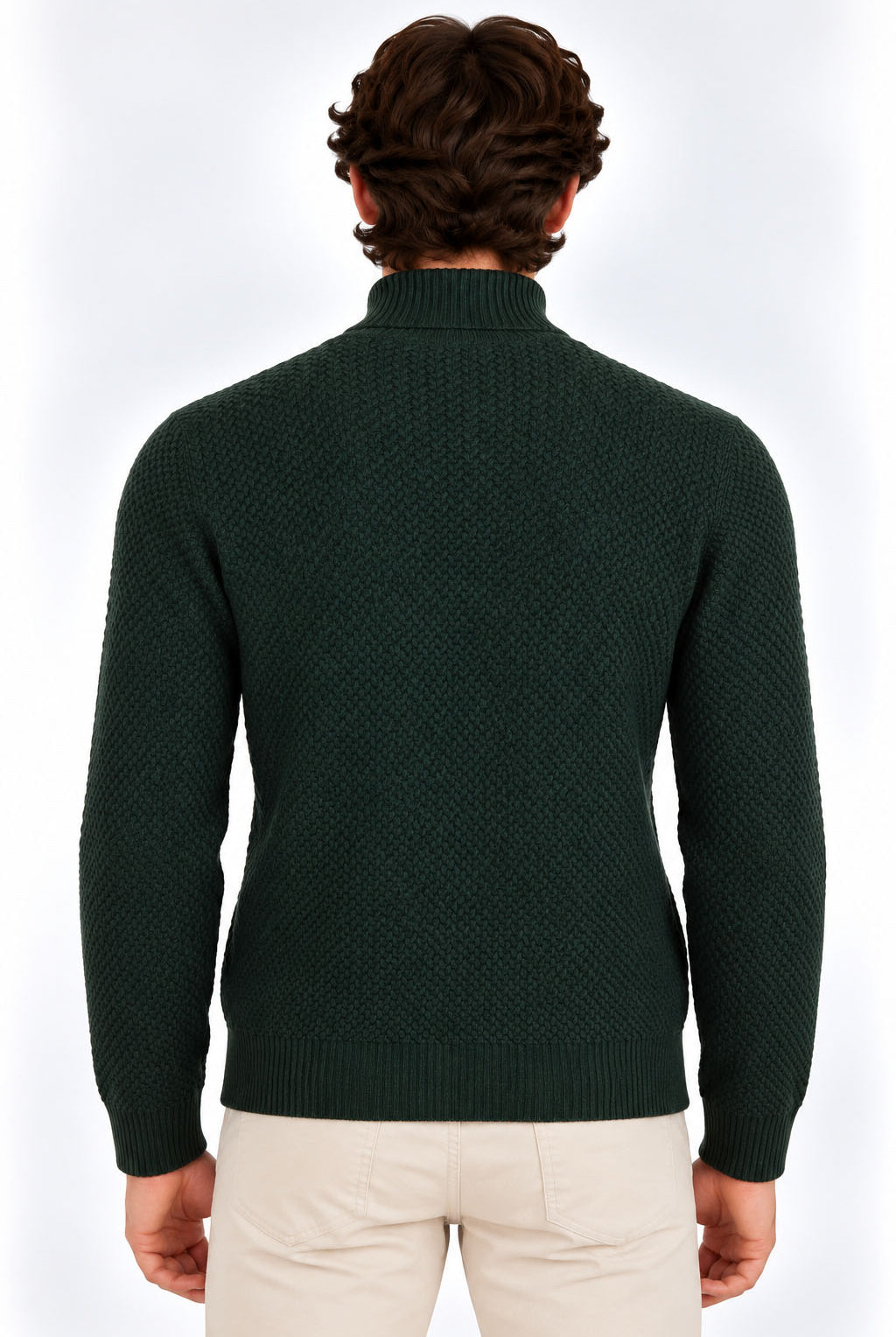 Maglia Dolcevita Uomo in Lana Merinos Extrafine a Microtrecce