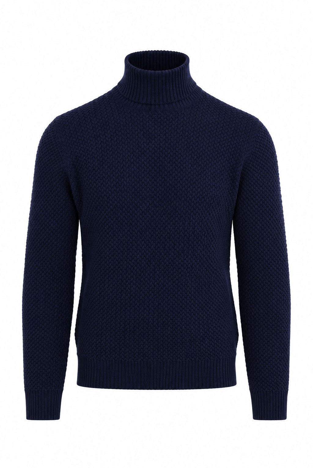 Maglia Dolcevita Uomo in Lana Merinos Extrafine a Microtrecce