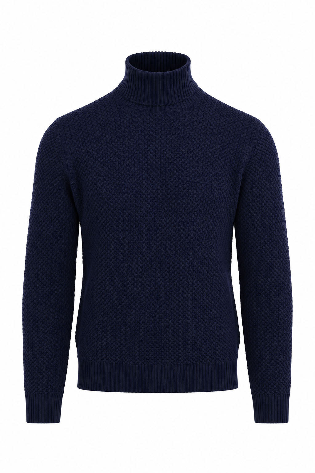 Maglia Dolcevita Uomo in Lana Merinos Extrafine a Microtrecce
