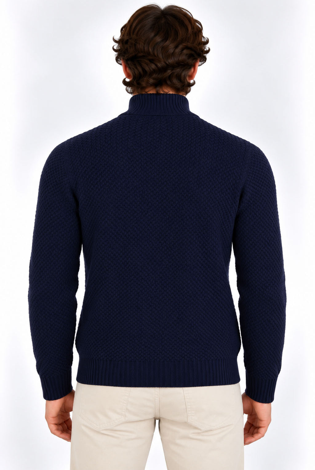 Maglia Dolcevita Uomo in Lana Merinos Extrafine a Microtrecce