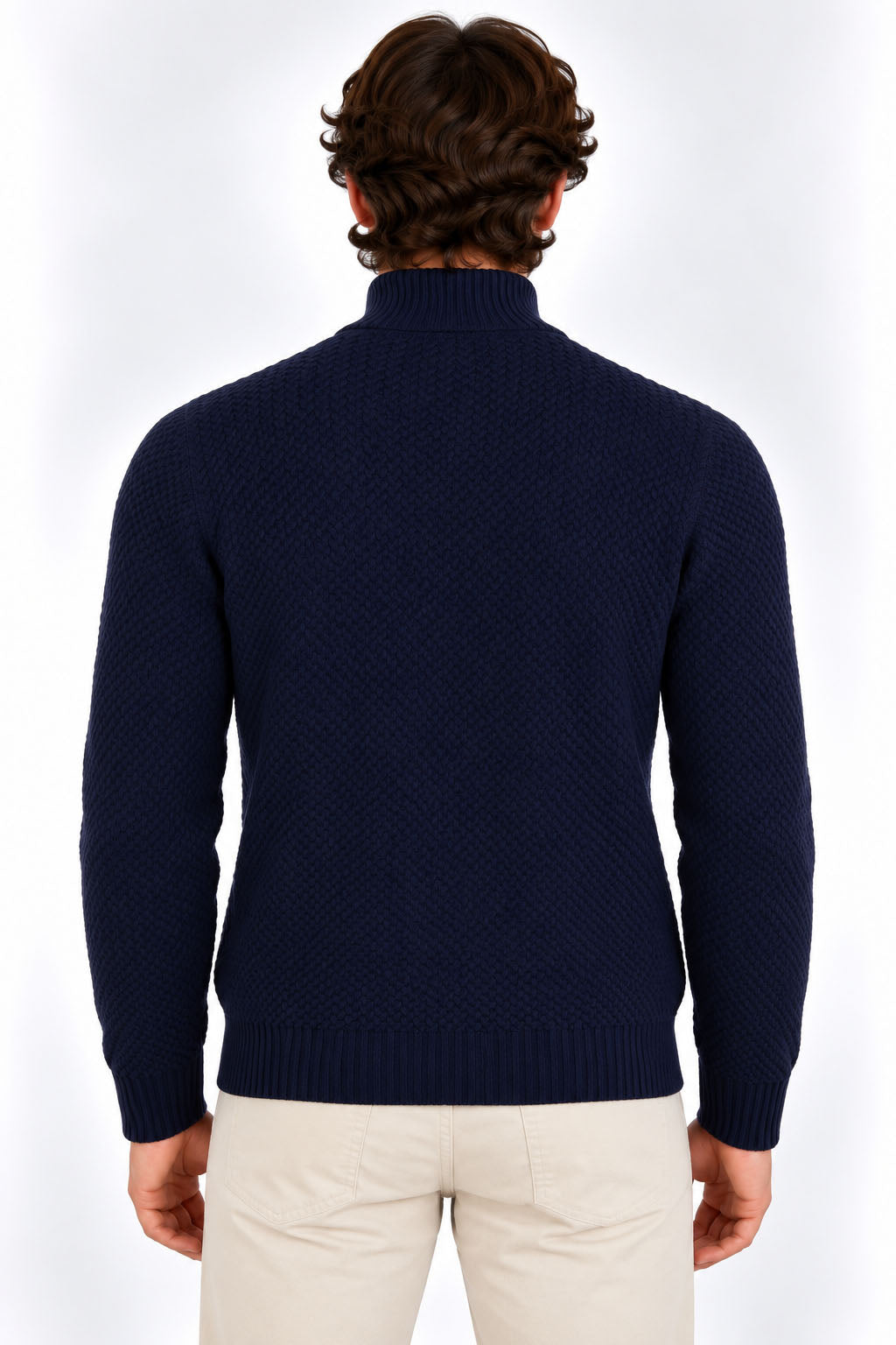 Maglia Dolcevita Uomo in Lana Merinos Extrafine a Microtrecce