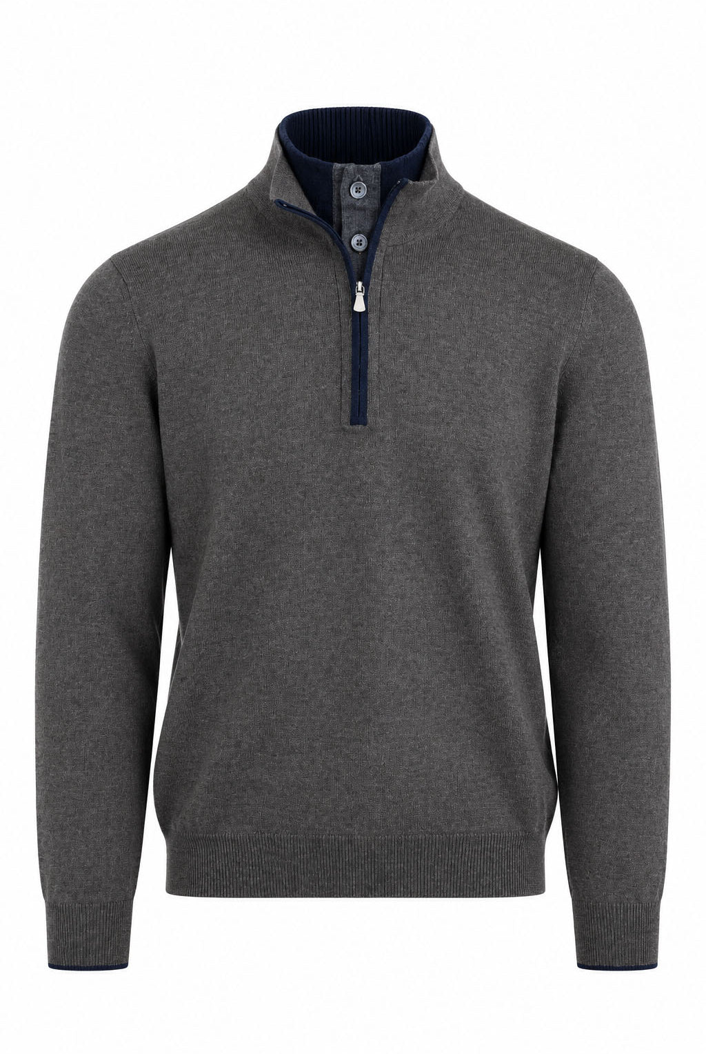 Maglia Uomo Collo Lupetto con Zip e Bottoni in lana