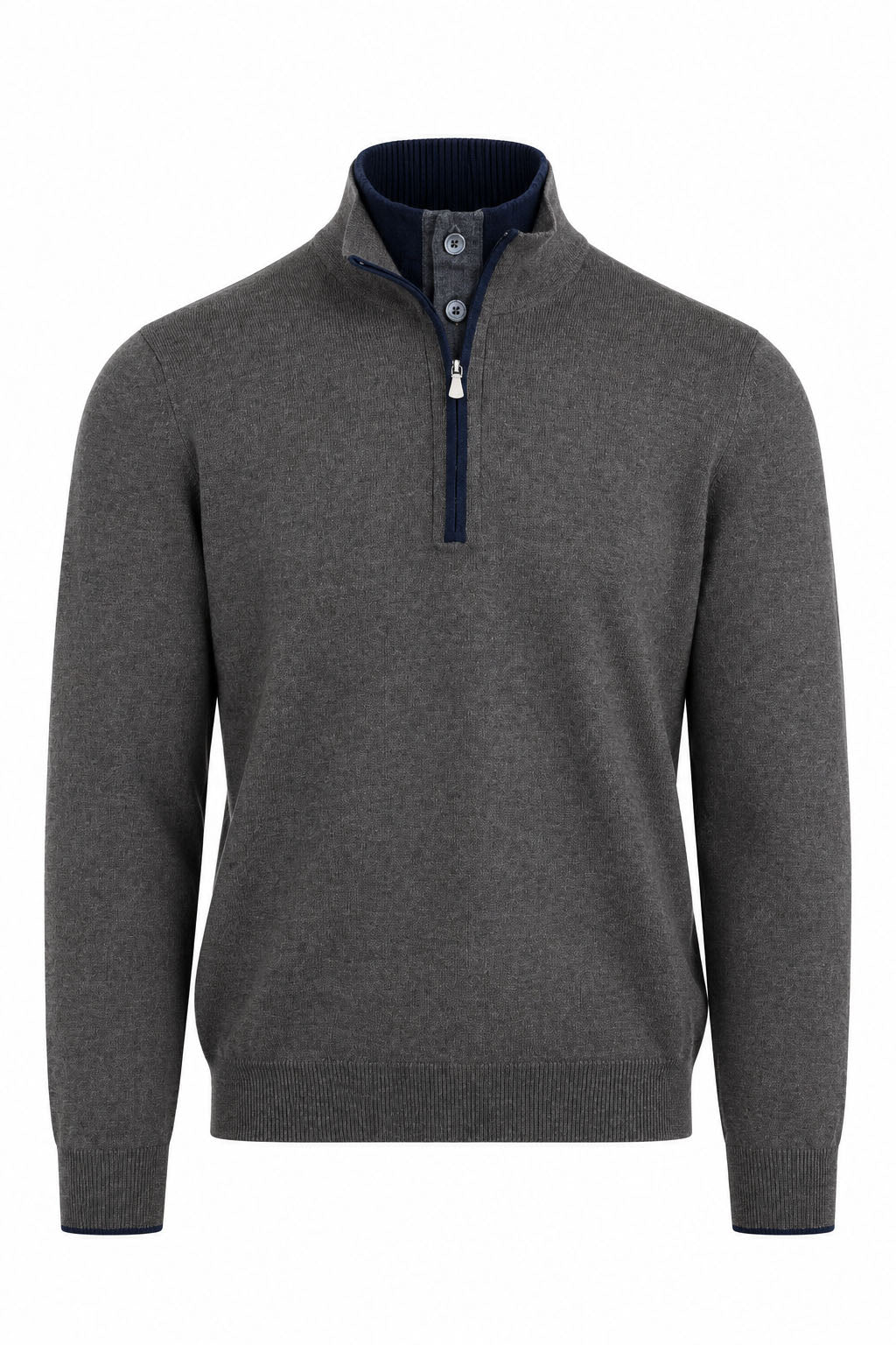 Maglia Uomo Collo Lupetto con Zip e Bottoni in lana