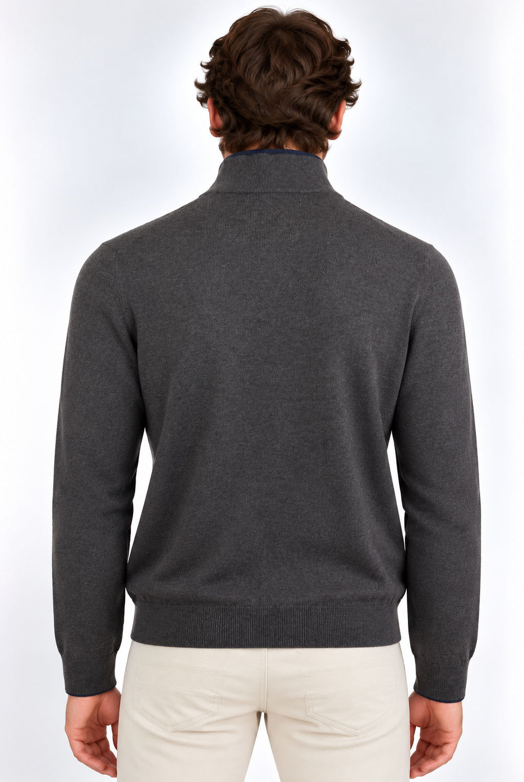 Maglia Uomo Collo Lupetto con Zip e Bottoni in lana