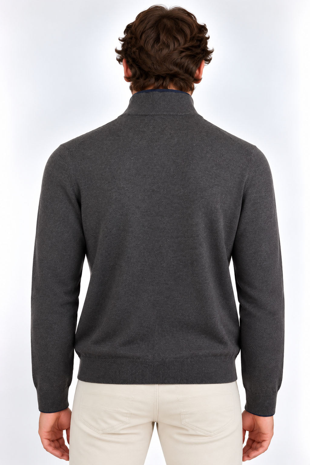 Maglia Uomo Collo Lupetto con Zip e Bottoni in lana