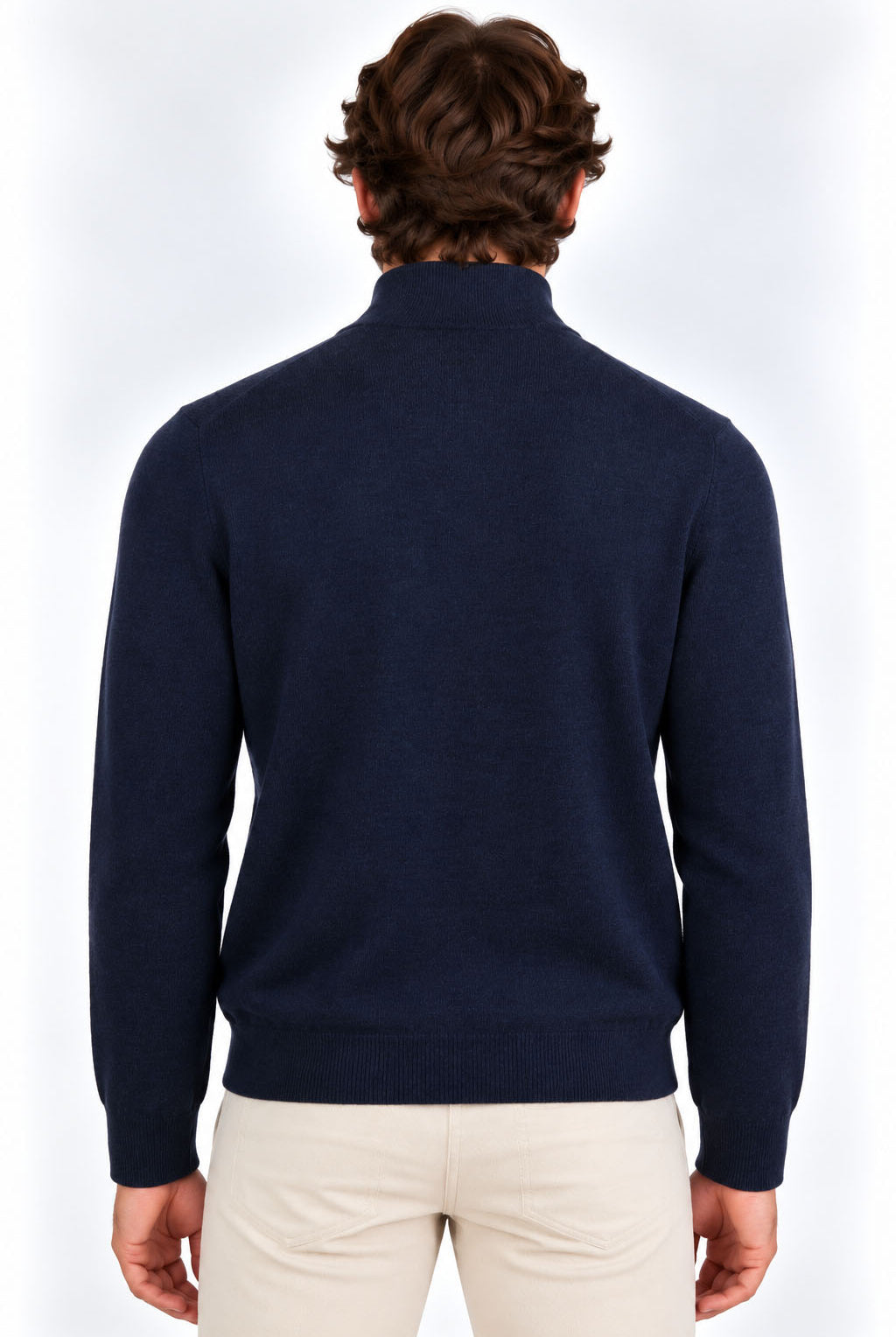 Maglia Uomo Collo Lupetto con Zip e Bottoni in lana