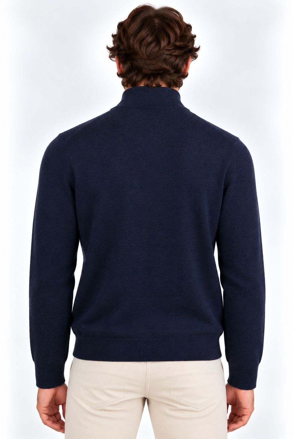 Maglia Uomo Collo Lupetto con Zip e Bottoni in lana