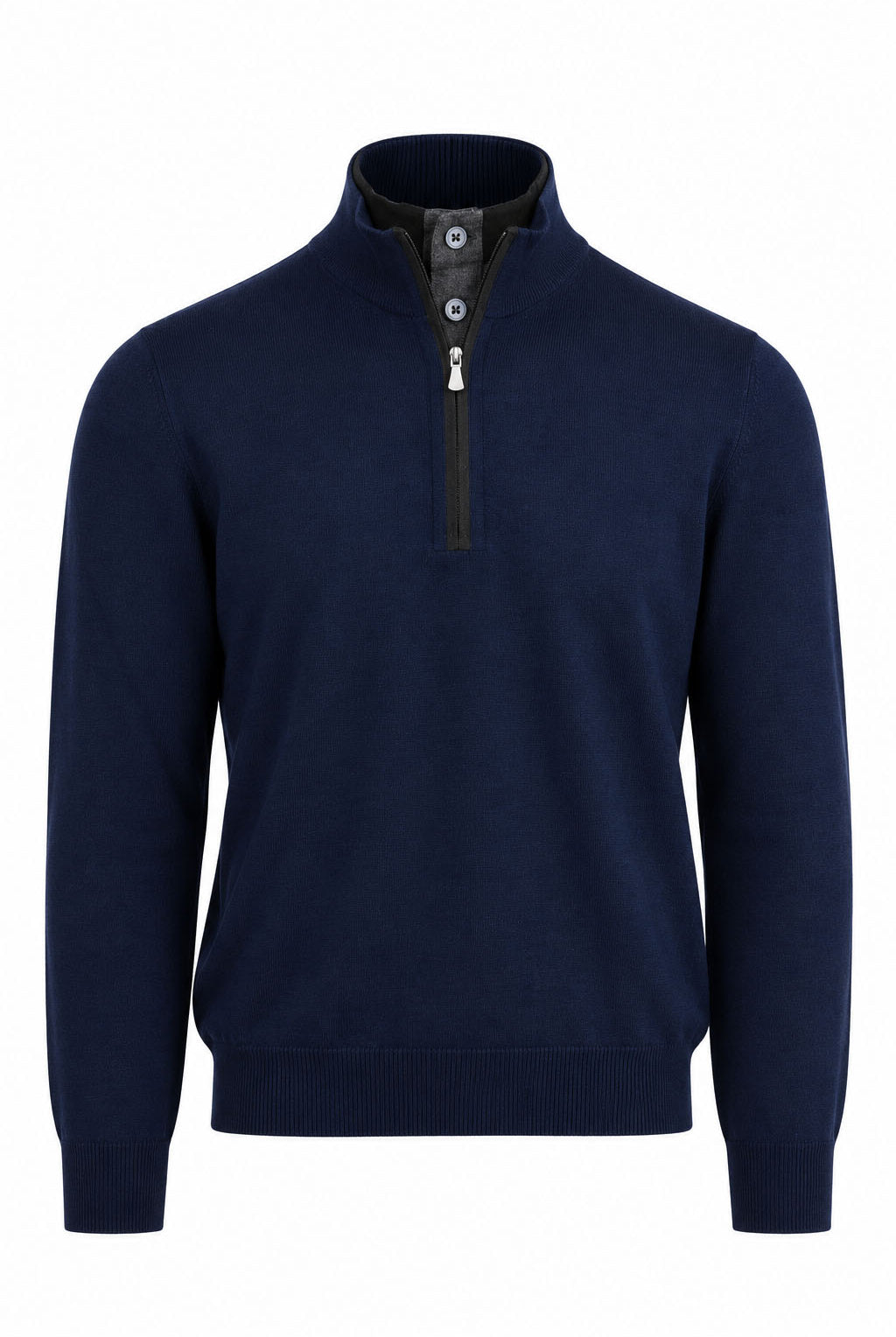 Maglia Uomo Collo Lupetto con Zip e Bottoni in lana