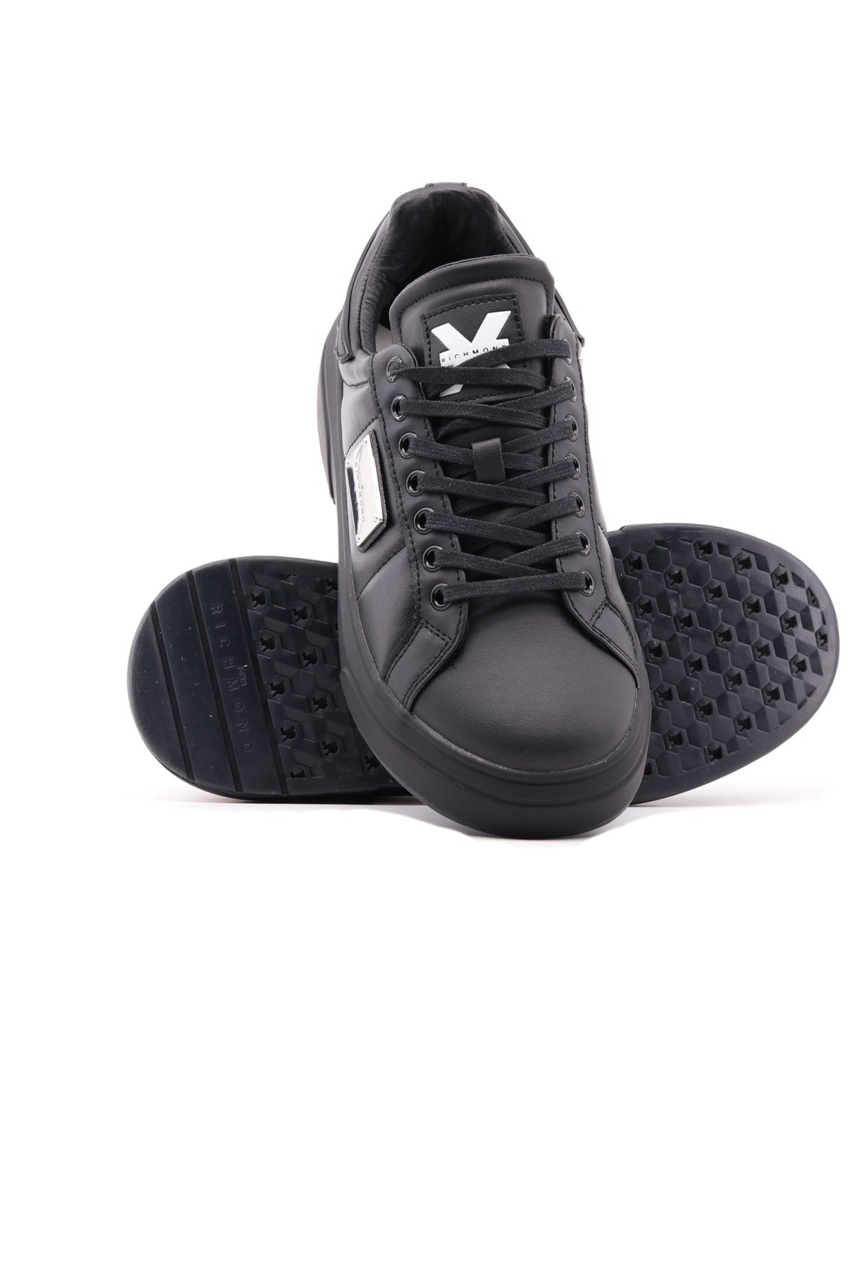 Sneakers Uomo in Pelle con Placchetta Metallica Logata