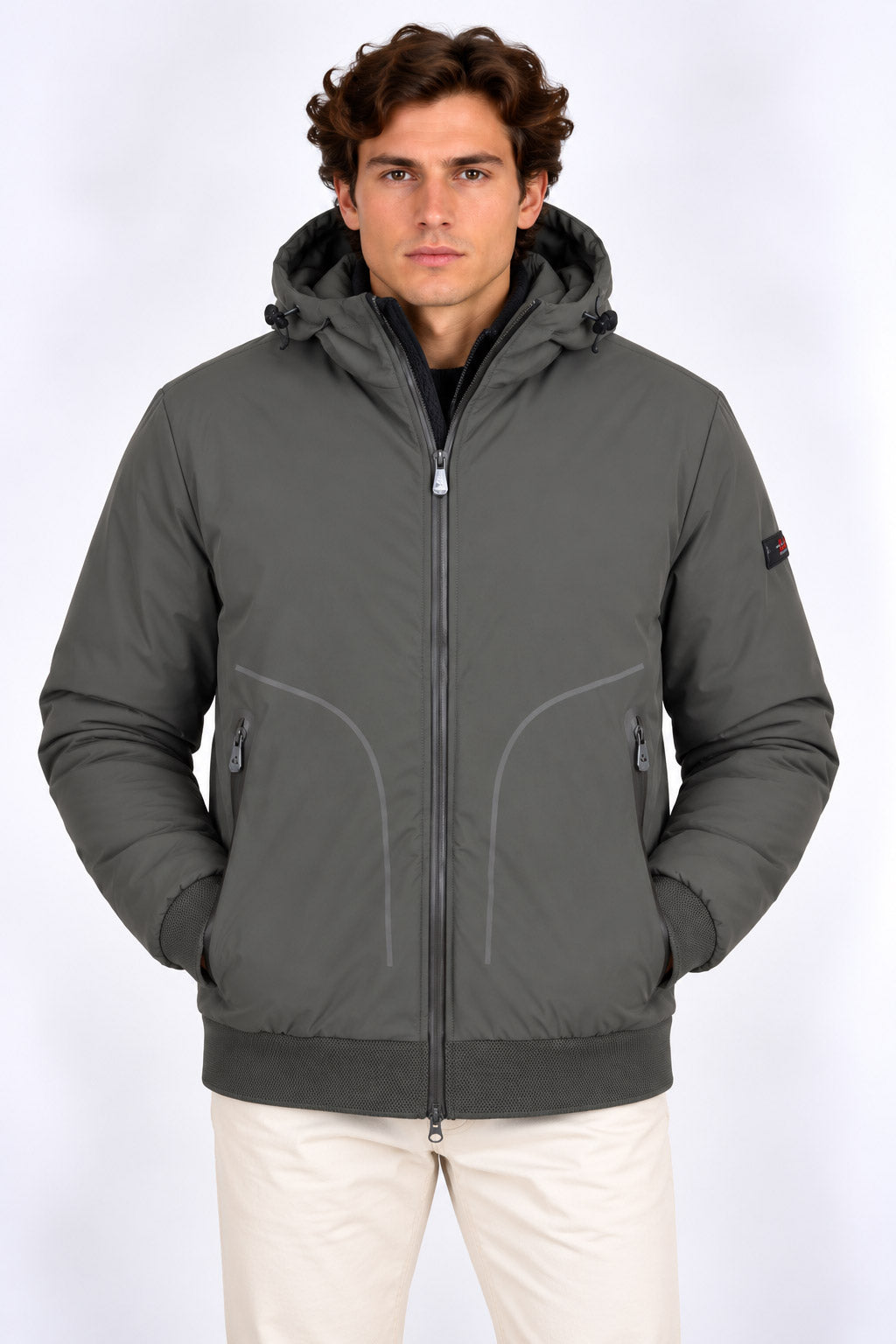 Giubbotto uomo con cappuccio in tessuto bi-stretch Senna