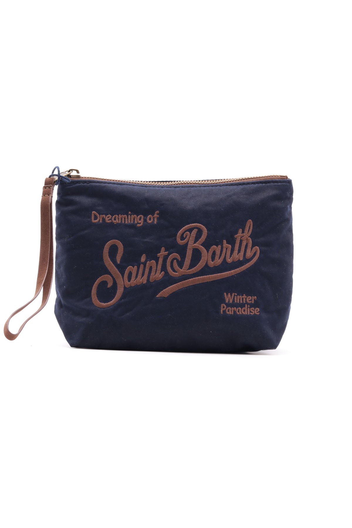 Pochette Aline Wax in Tessuto Cerato con Logo Ricamato