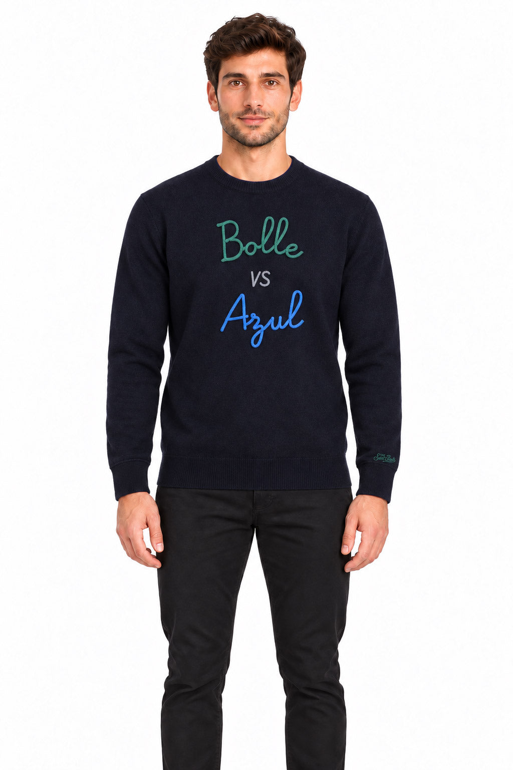 Maglia in lana con scritte a rilievo heron