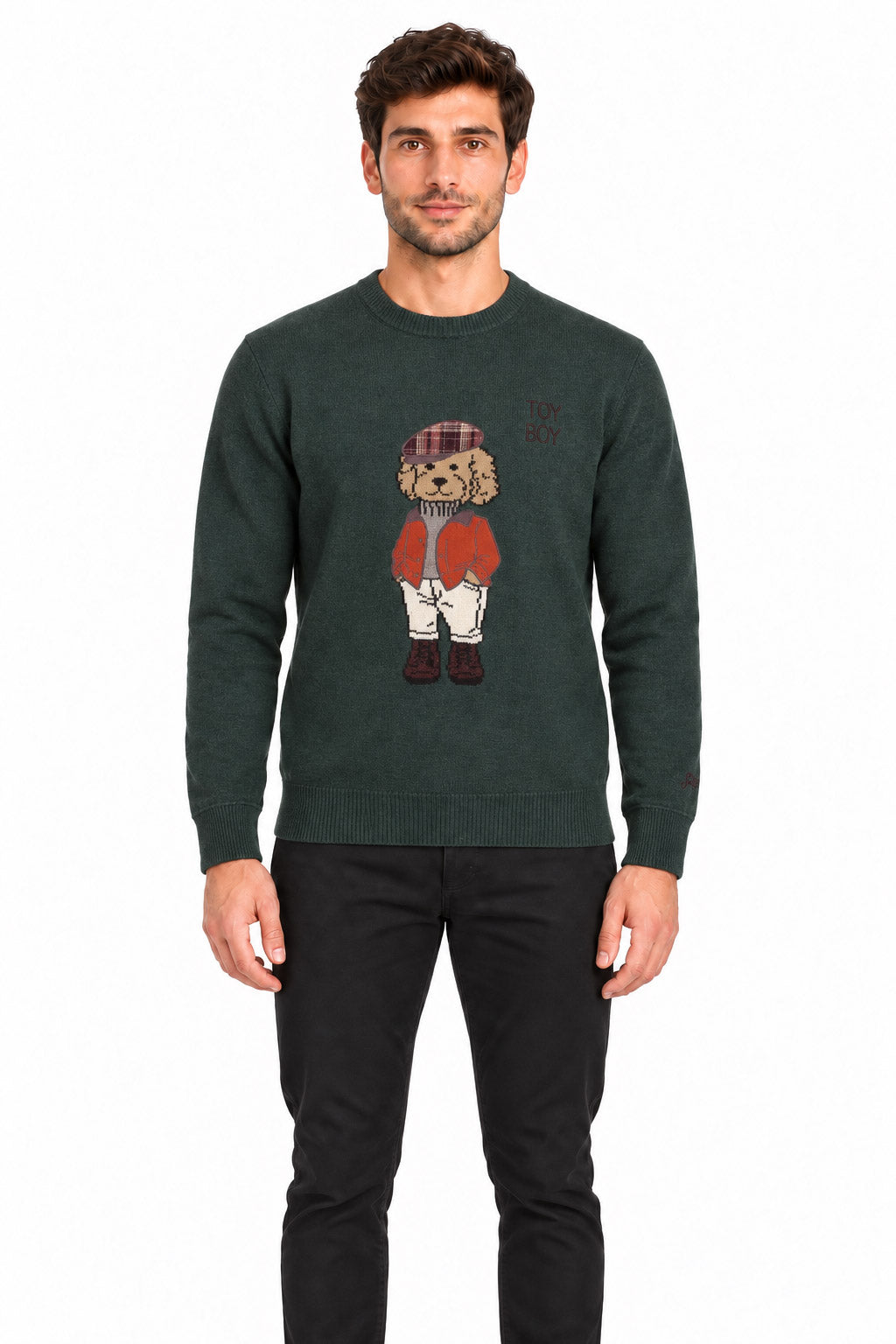 Maglia girocollo in lana con intarsio toy boy heron