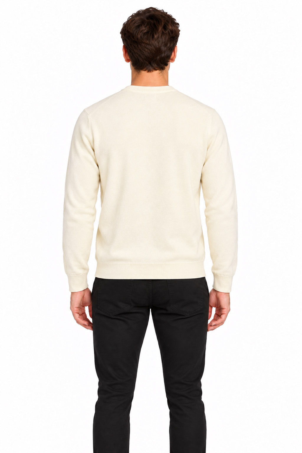 Maglia girocollo in lana e cotone