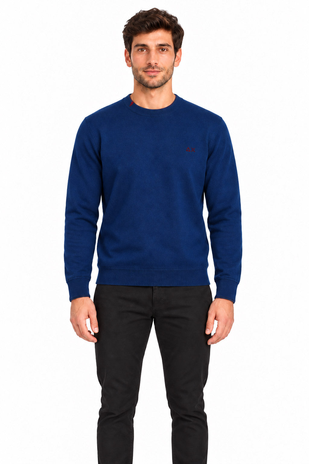 Maglia girocollo in lana e cotone