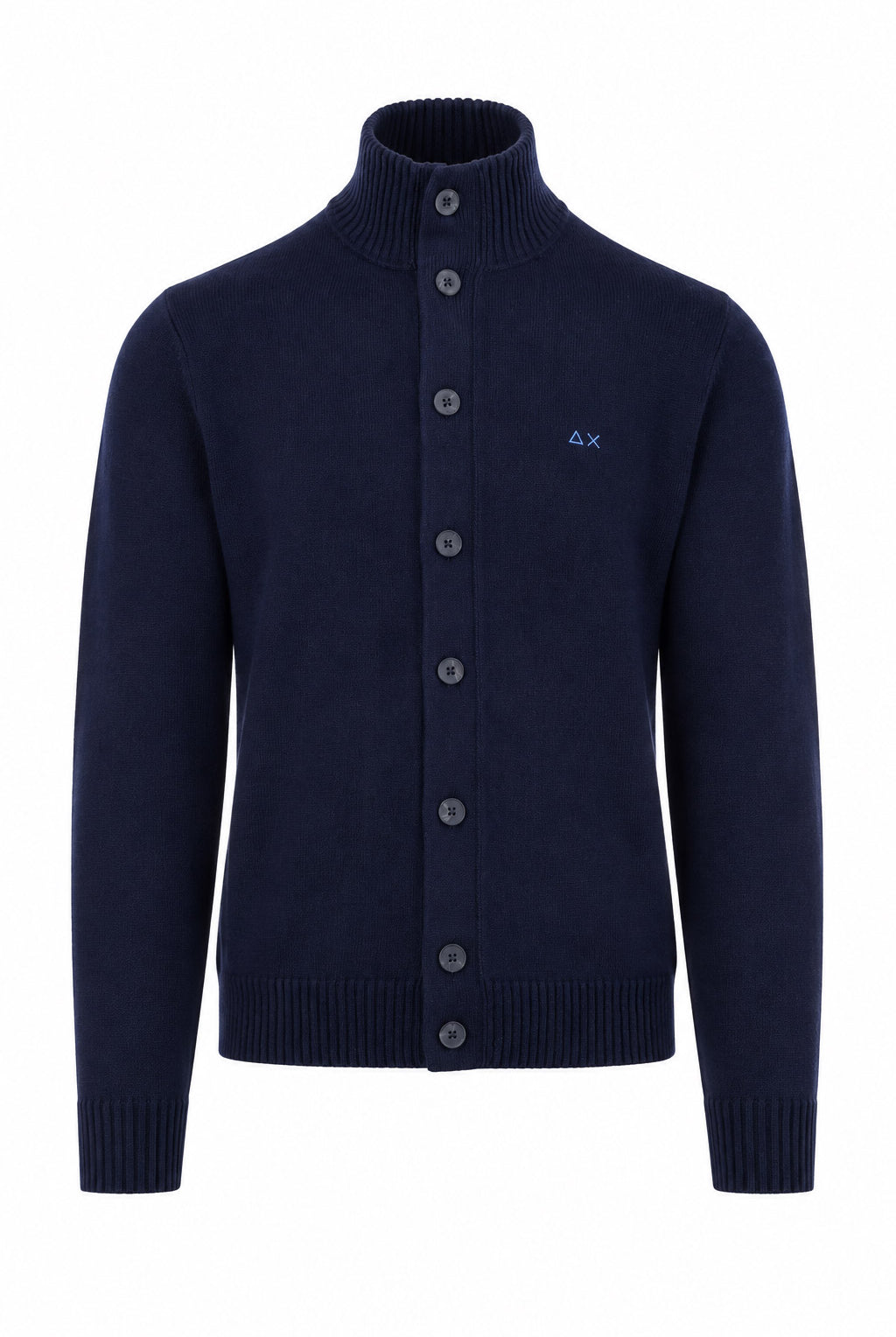 Cardigan con bottoni collo alto in lana