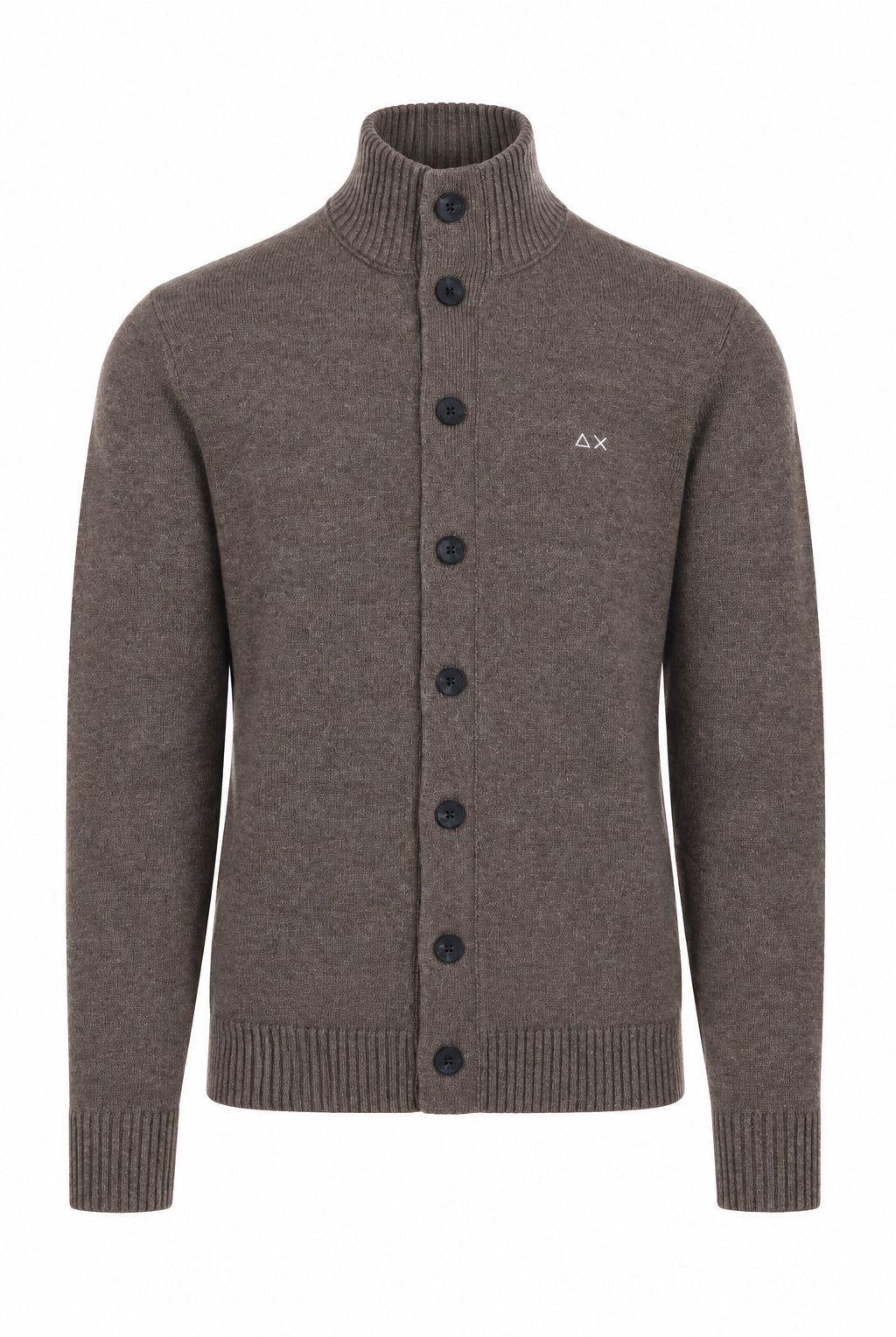 Cardigan con bottoni collo alto in lana
