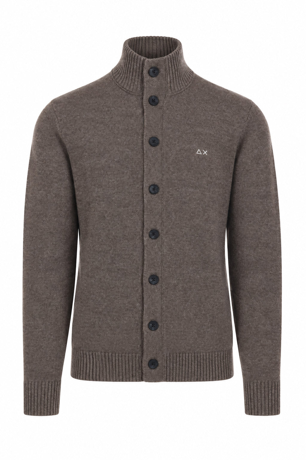 Cardigan con bottoni collo alto in lana