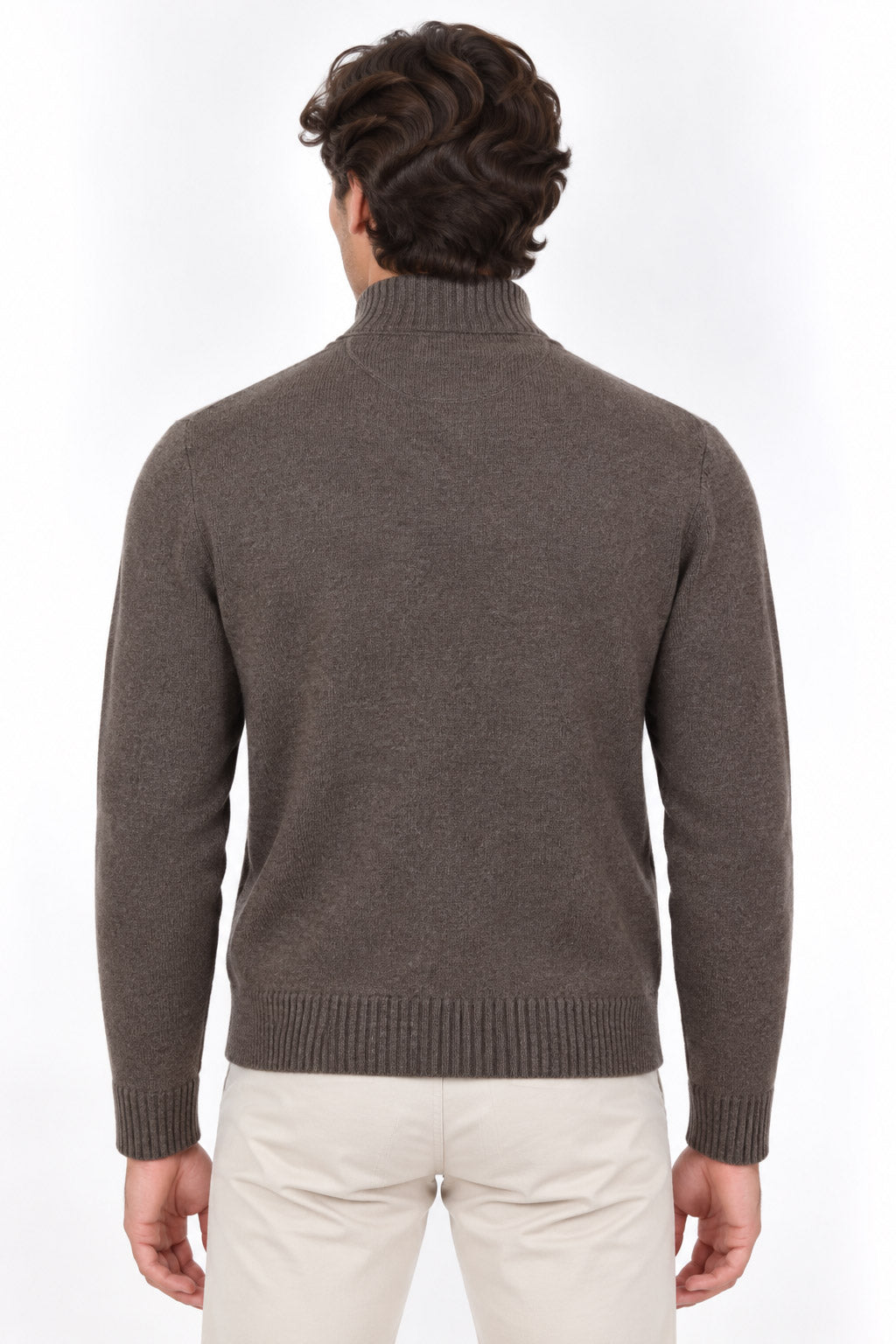 Cardigan con bottoni collo alto in lana