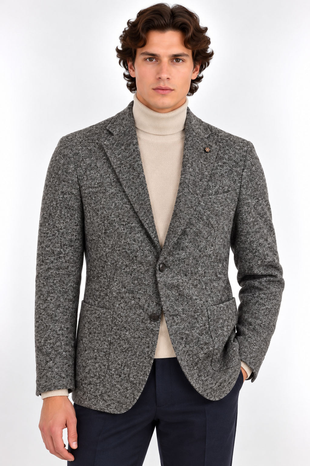 Giacca Uomo in Lana con Lavorazione Jacquard